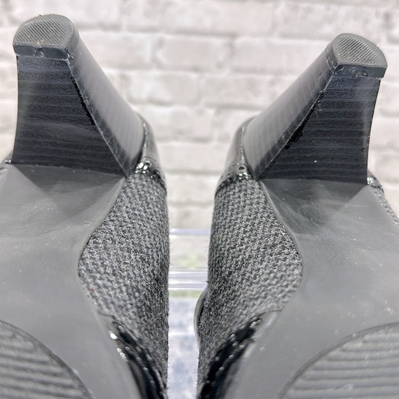 Trend Report Black&Grey Tweed Round Toe Mary Jane Saddle Heels WMS 8M🖤GUC🩶 - Picture 10 of 11